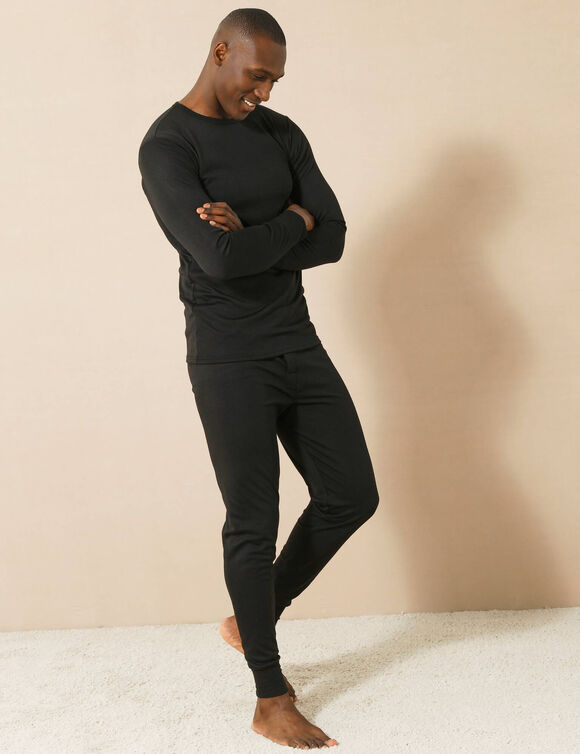 T-shirt sous-v&ecirc;tement homme col rond manches longues chaleur intense - lot de 2 (noir)