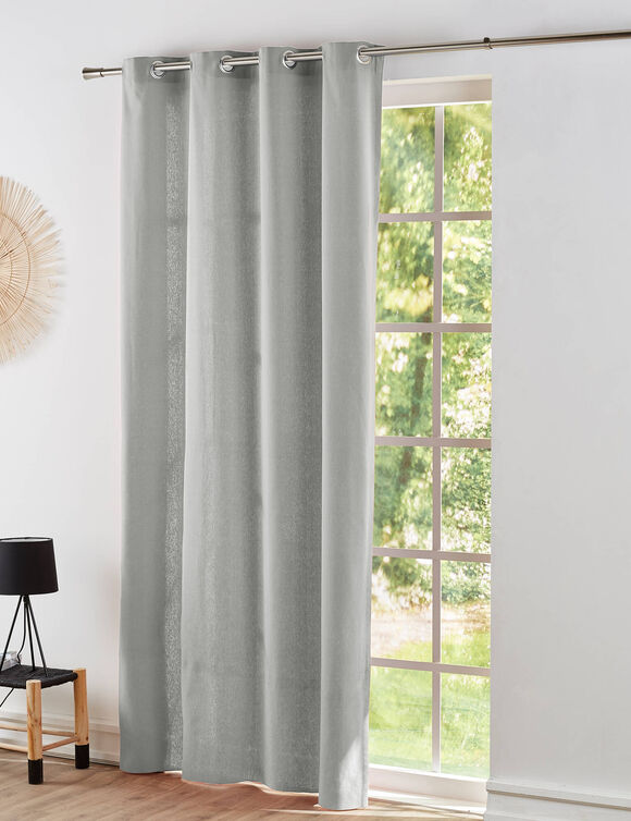 Rideau bachette uni tamisant oeillets (gris perle)