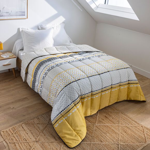 Bedrukt dekbed in microvezel Blanca 200g/m2 (geel / wit / zwart)