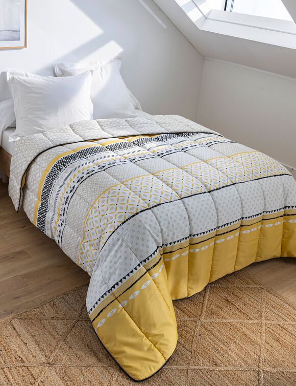 Bedrukt dekbed in microvezel Blanca 200g/m2 (geel / wit / zwart)