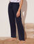 Effen soepele broek in crepon (marine)