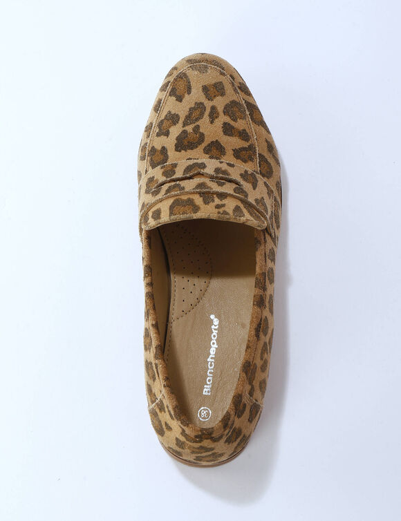 Mocassins cuir léopard (beige)