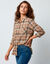 Geruit flanellen overhemd (beige / chocolade)