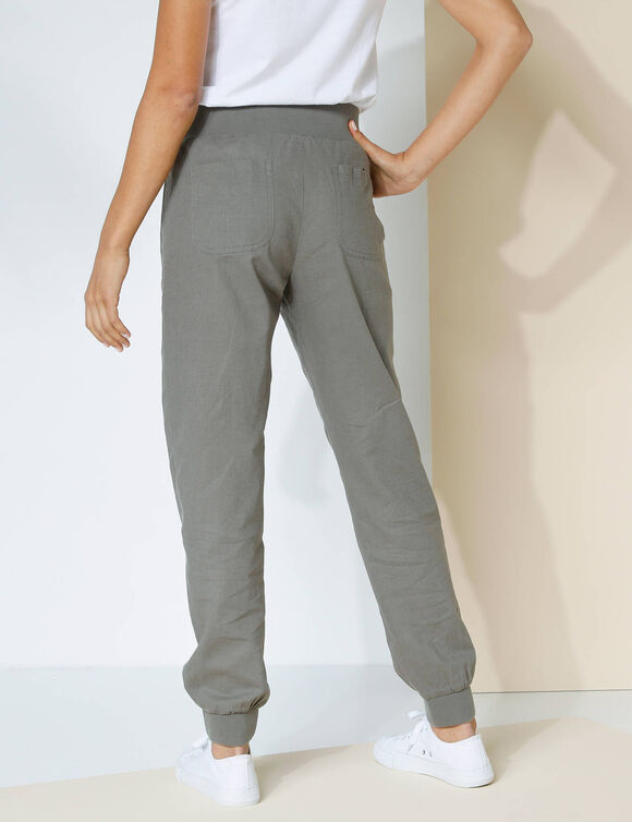 Pantalon blousant taille élastiquée, lin coton (bronze)