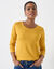 Effen T-shirt met ronde hals en lange mouwen (kerrie)