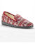 Gesloten pantoffels met winterse print en nepbontvoering (bordeaux)