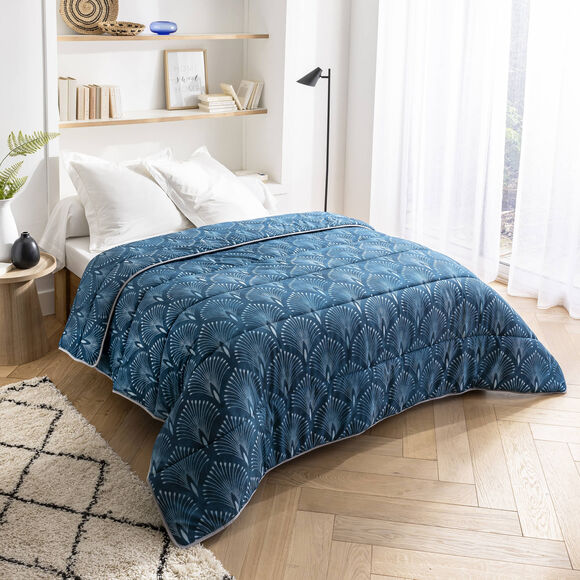 Couette coton imprimée Palmito 200 g/m² (bleu)