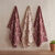 Torchons imprim&eacute;s, en coton/lin - lot de 3 (naturel / rouge)