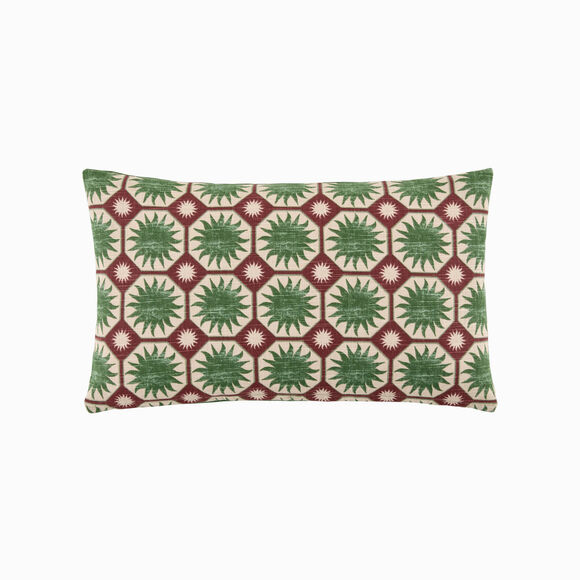 Bedrukt, rechthoekig kussen, Zellige (groen / bordeaux)