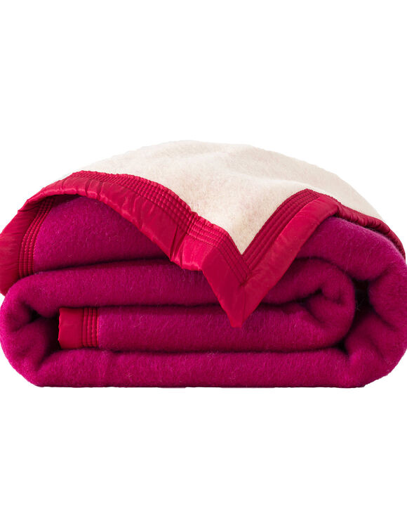 Couverture bicolore pure laine 600 g/m² (rose pivoine)