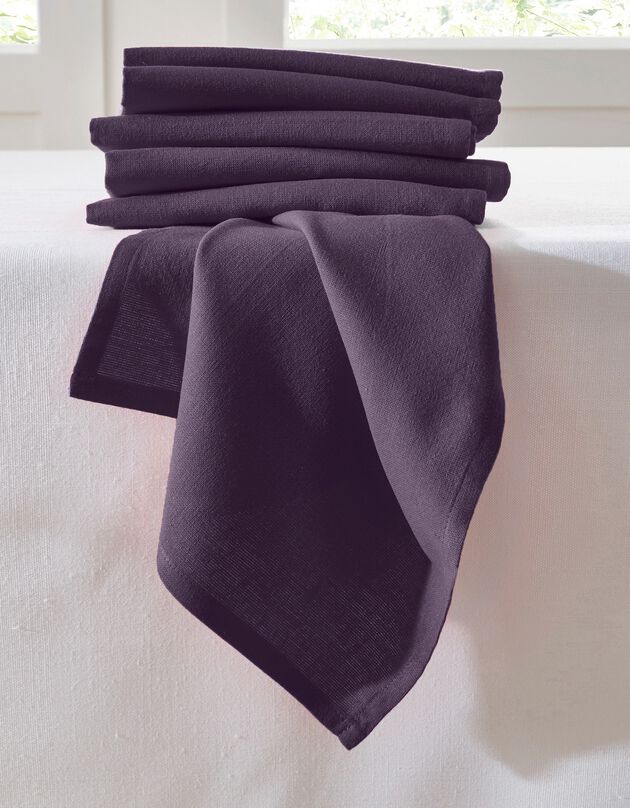 Effen servet - set van 6 (aubergine)
