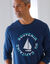 Pyjamashirt met lange mouwen en bootmotief (marine / aqua)