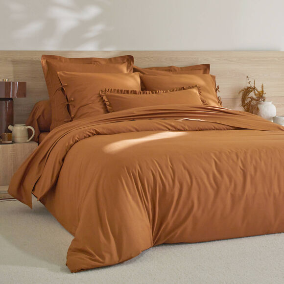 Linge de lit uni percale (châtaigne)