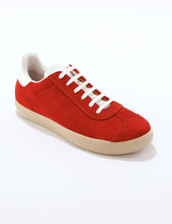 Baskets vintage croûte de cuir colorées (rouge)
