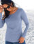 T-shirt manches longues, jersey en coton (bleu gris&eacute;)