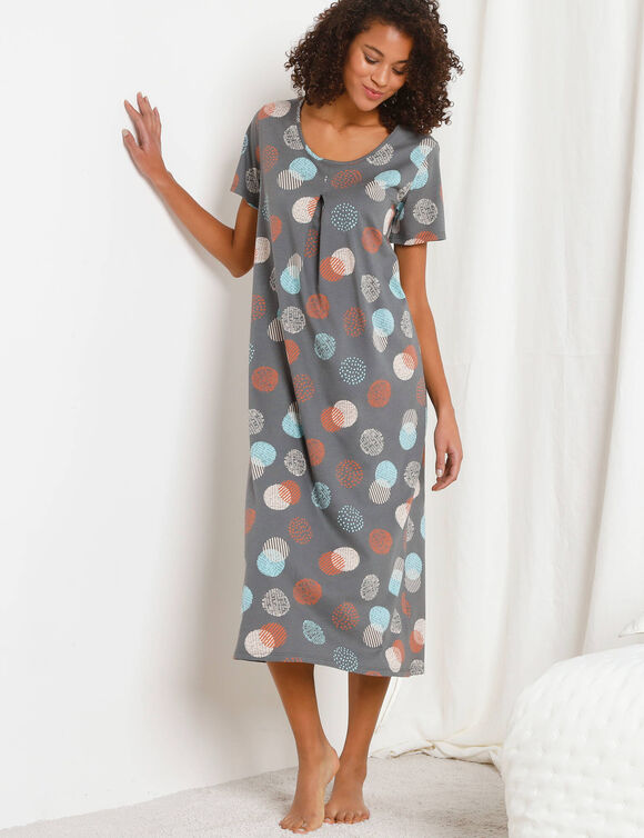 Lang nachthemd met grafische print (antracietgrijs)