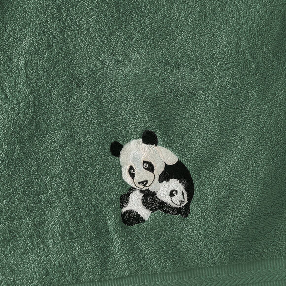 Éponges brodées pandas Colombine® (eucalyptus)