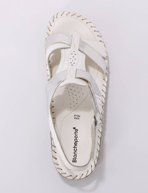 Sandales bicolores en cuir extra souple (blanc)
