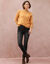 Pull col rond volume boite, maille moelleuse en laine m&eacute;lang&eacute;e (miel)