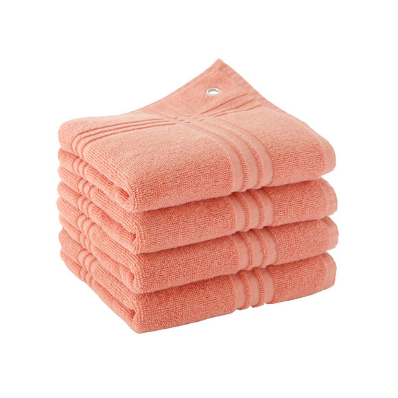 Vierkante absorberende handdoek in badstof - set van 4 (perzik)