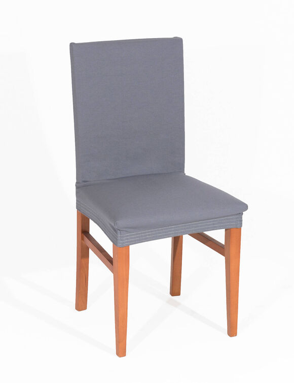 Housse chaise unie bi-extensible (gris)