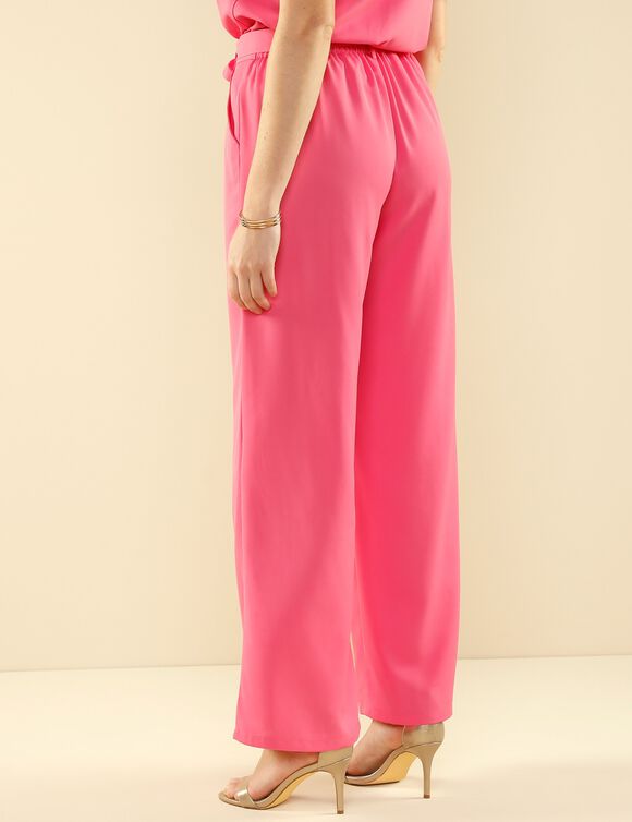Pantalon uni large et fluide (rose)