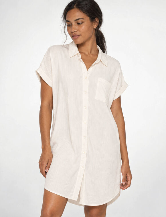 Effen strandjurk, crepon (wit)