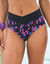 Lokia-zwembroek met hoge taille - maxi-vorm (zwart / fuchsia)