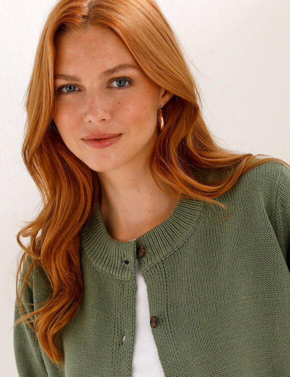 Gilet col rond, manches longues (kaki)