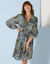 Robe évasée à volant, imprimé (bleu vert)