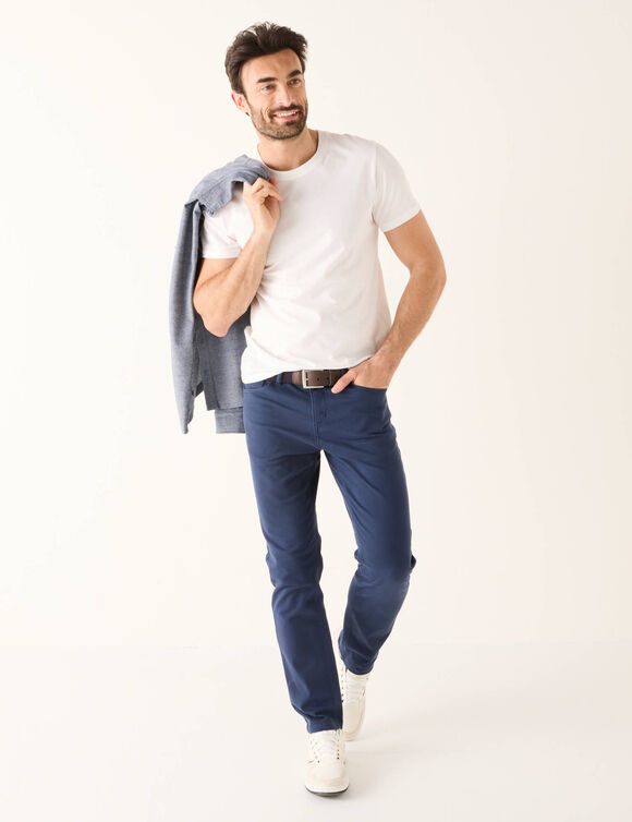 Pantalon droit 5 poches ceinture &eacute;lastiqu&eacute;e invisible - L30 (marine)