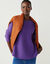 Pull &eacute;vas&eacute; col rond &agrave; c&ocirc;tes en biais, maille anglaise (violet)