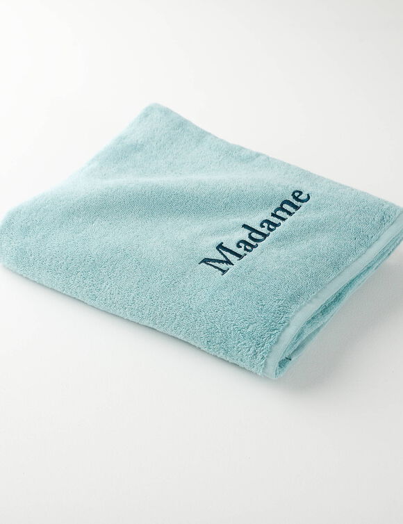 Collection serviettes de bain 420 g/m&sup2; brod&eacute;es "MADAME" (vert d'eau)