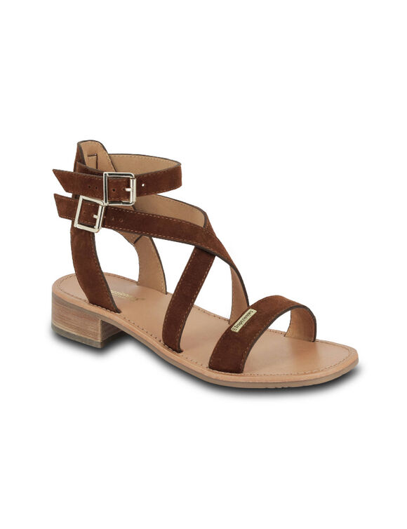 Leren sandalen met hak, Hocean (karamel)