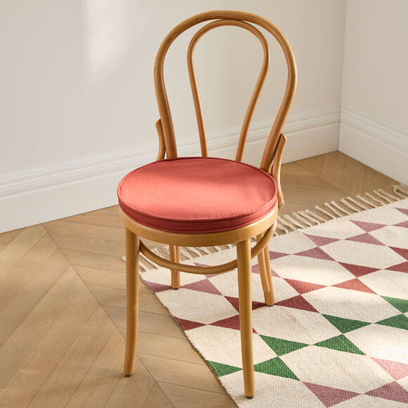 Effen rond stoelkussen in zeildoekstof (terracotta)