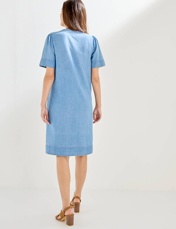 Robe housse boutonn&eacute;e, jean l&eacute;ger (bleached)