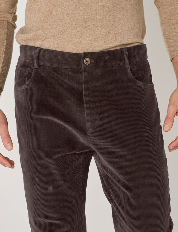 Pantalon 5 poches velours grosses c&ocirc;tes (ch&acirc;taigne)