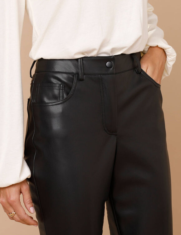 Taps toelopende 7/8-broek met gecoate look (zwart)