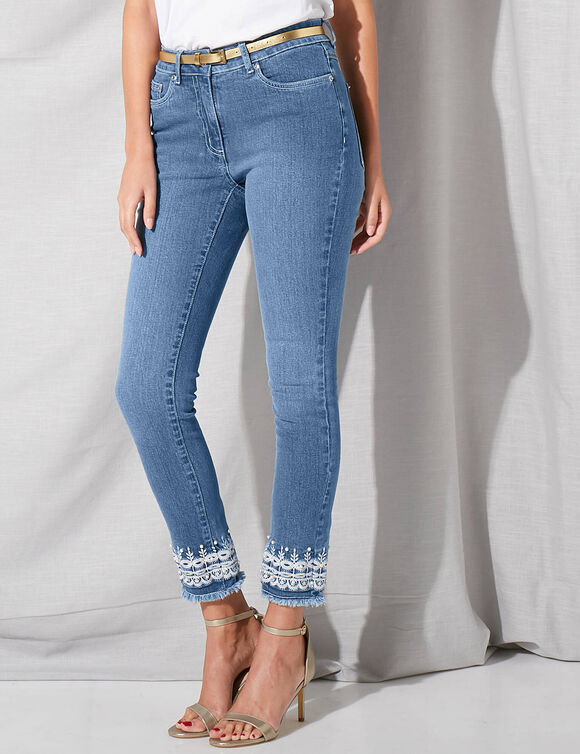 Jean 7/8 fuselé brodé (bleached)