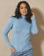 Sous-pull uni col roulé stretch (bleu glacier)