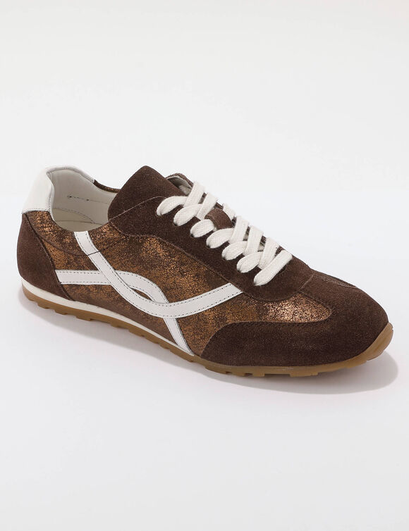 Baskets cuir iris&eacute; (chocolat)