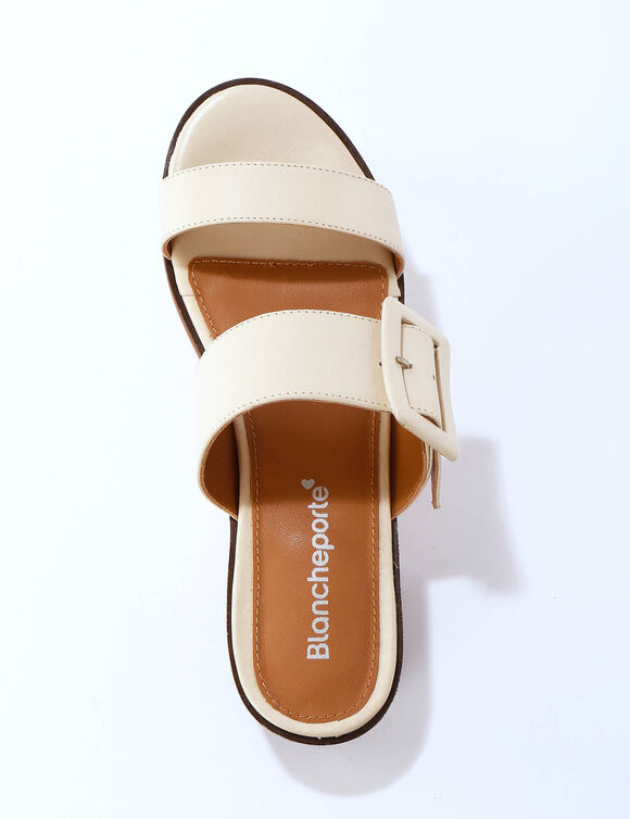 Mules en cuir à talon (crème)
