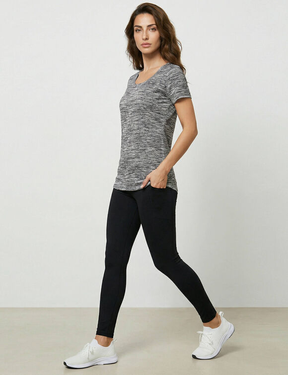 T-shirt chin&eacute; manches courtes en coton biologique(**) (noir chin&eacute;)
