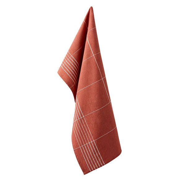 Torchons carreaux coton - lots  (terracotta)