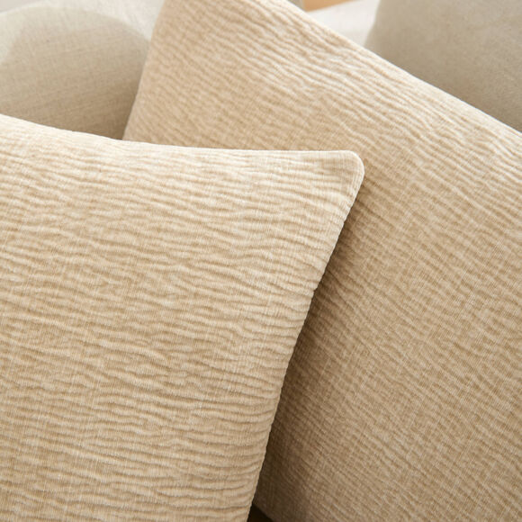 Housse de coussin tissage chenille - lot de 2 (naturel)