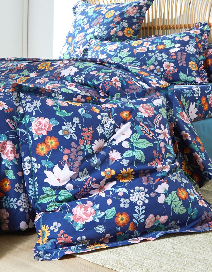 Bedlinnen Kelly in katoen met bloemenprint (marine)
