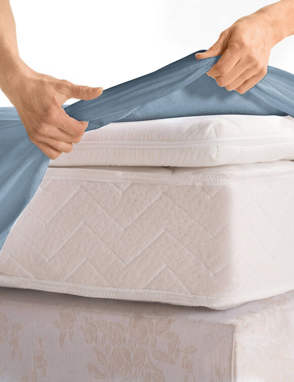 Effen hoeslaken in katoenbatist, hoeken van 40 cm (lichtblauw)