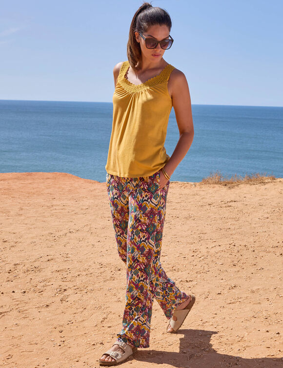 D&eacute;bardeur macram&eacute;, coton-viscose (mangue)