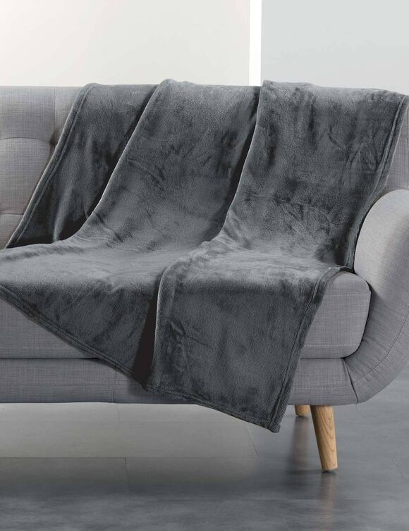 Plaid polaire, toucher peluche (anthracite)