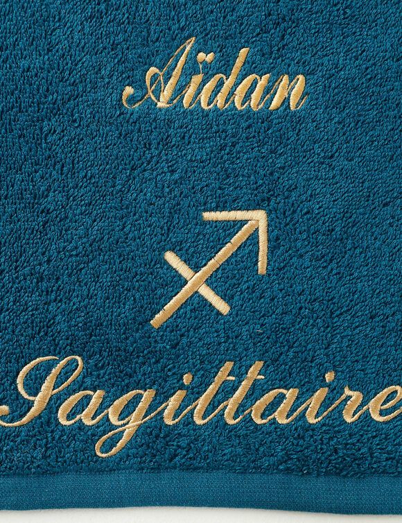 Serviettes de bain brod&eacute;es signe astrologique, &agrave; personnaliser - 420g/m2 (sagittaire)